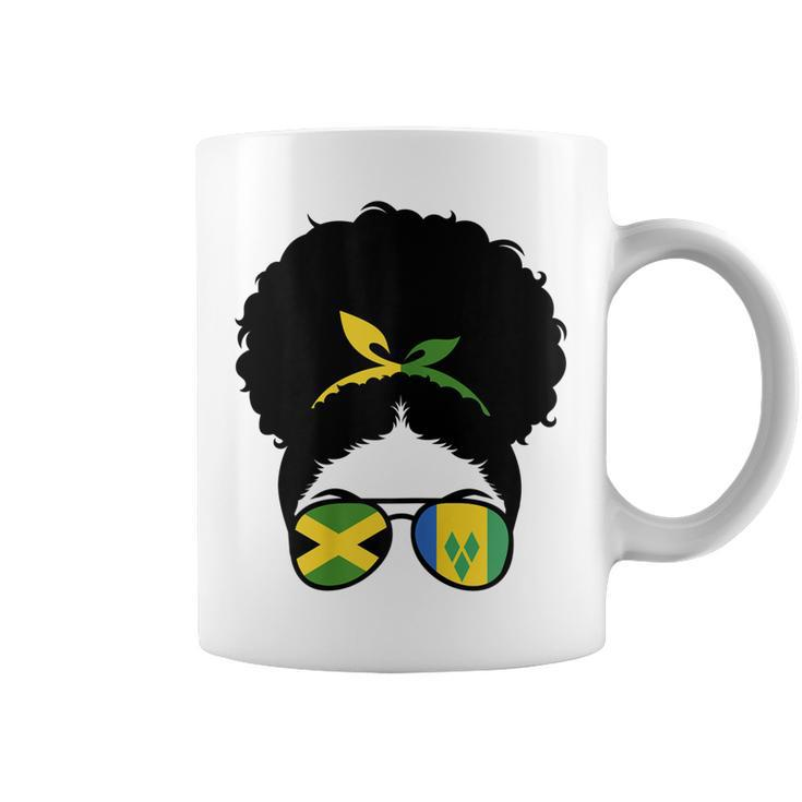 Jamaica And St Vincent Mix Afro Bun Half Vincentian Jamaican  Coffee Mug