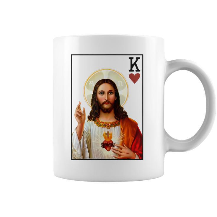 Jesus King Of Hearts Card Christians Gifts For Men Women  Coffee Mug