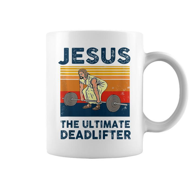Jesus The Ultimate Deadlifter Funny Gym Bodybuliding Fitness  Coffee Mug