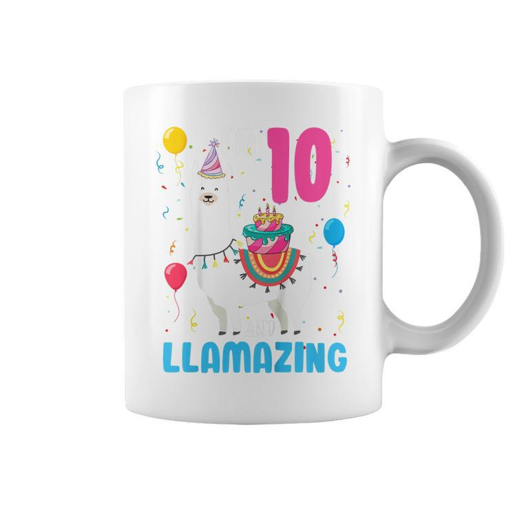 Kids 10Th Birthday I Am 10 Years Old And Llamazing Llama Girl  Coffee Mug