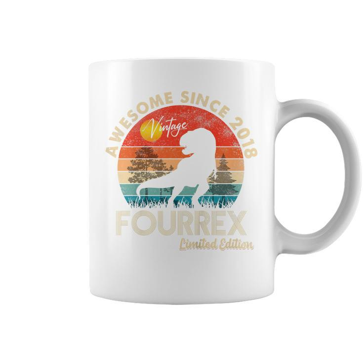 Kids 4Th Birthday Dinosaur 4 Year Old Awesome Since 2018 Gift Boy  V2 Coffee Mug