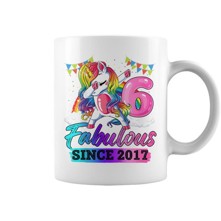 Kids 6 Years Old Fabulous Since 2017 6Th Birthday Unicorn Girl  Coffee Mug