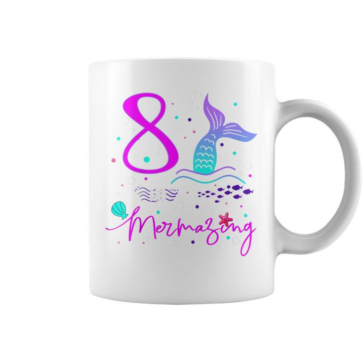 Kids 8 Years Old 8Th Birthday Mermaid Shirt Girl Daughter Gift Pa Coffee Mug