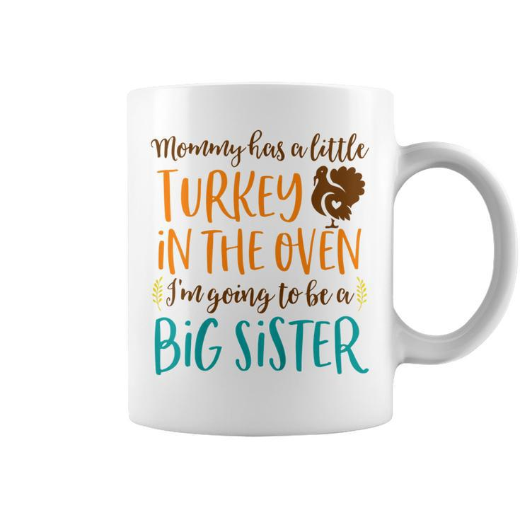 Kids Big Sister Thanksgiving Pregnancy Announcement  Fall Coffee Mug