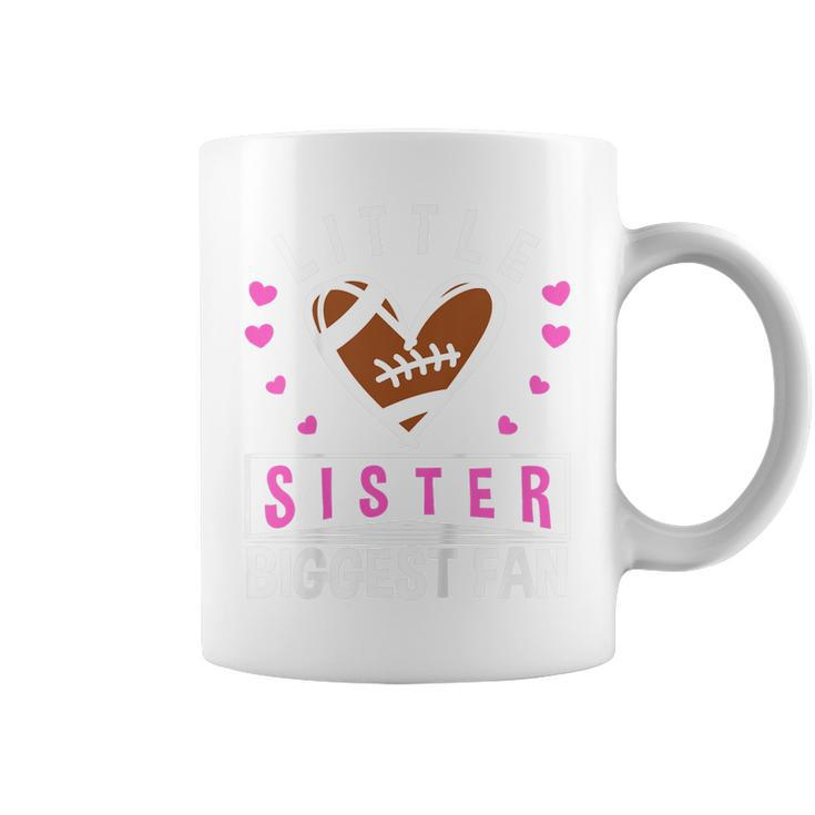 Kids Little Sister Biggest Fan Football Sister Coffee Mug