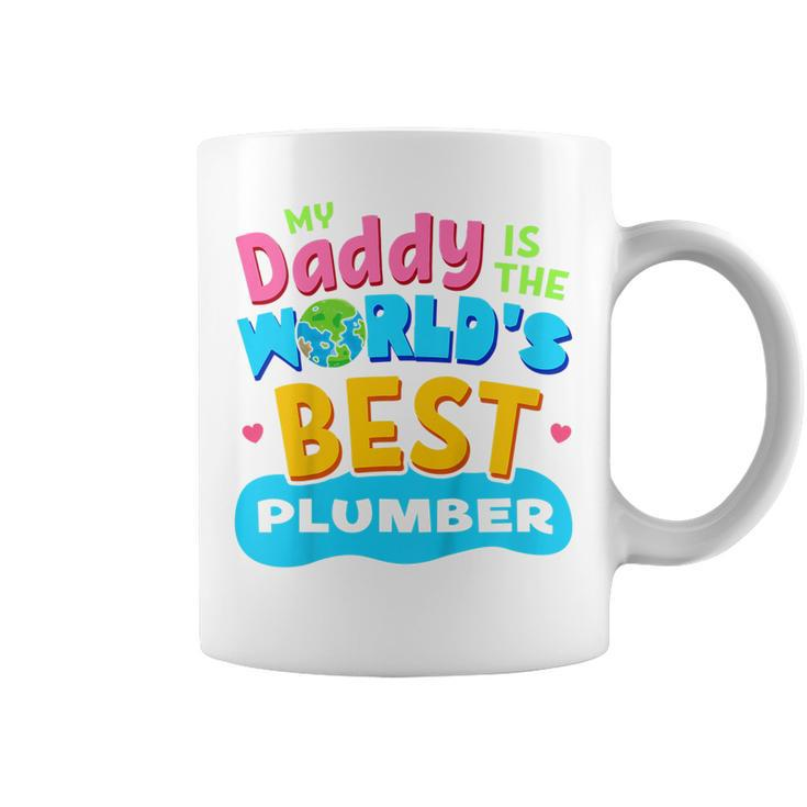 Kids My Best Daddy Dad Plumber Proud Daughter Son Kid T   Coffee Mug