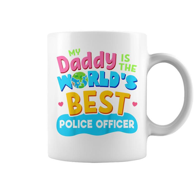Kids My Best Daddy Dad Police Officer Proud Daughter Son T  Coffee Mug