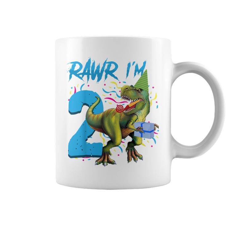 Kids Rawr Im 2Nd Birthday Boy Dinosaur T-Rex 2 Years Old Party  Coffee Mug