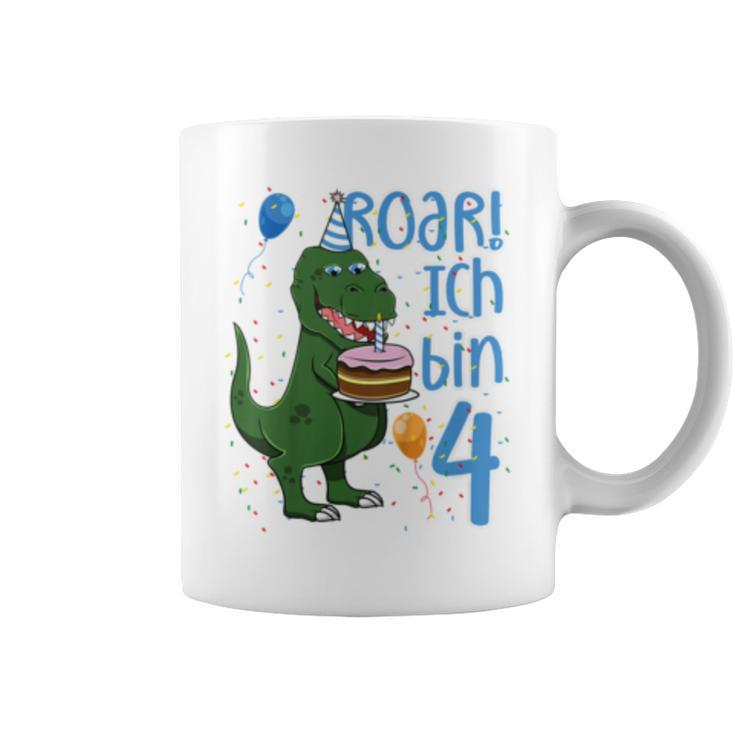Kinder T-Rex 4. Geburtstag Tassen, Lustiges Dino 4 Jahre Motiv