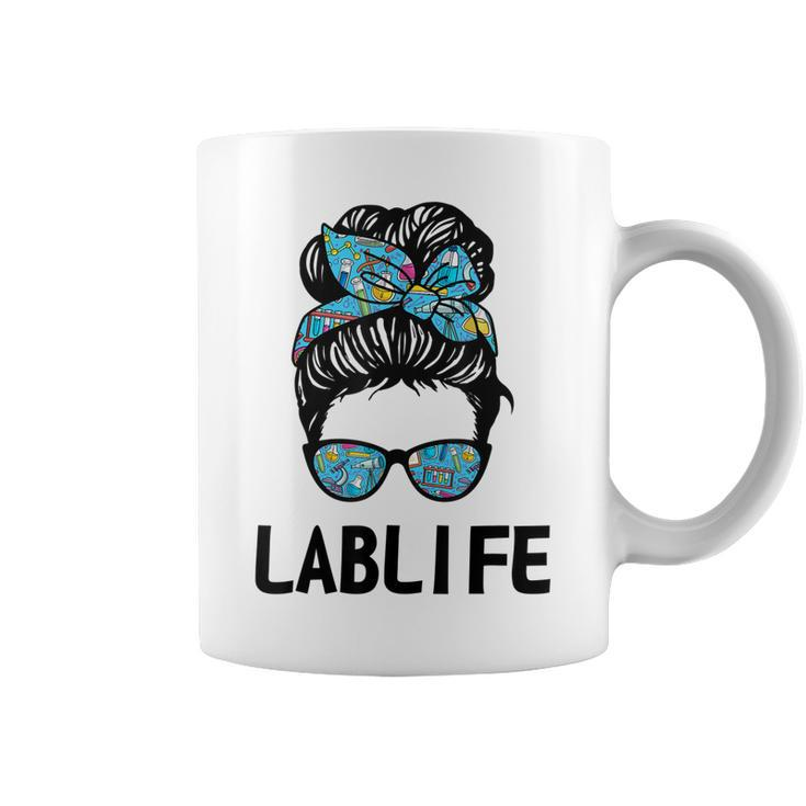 Lab-Life Women  Bandana Messy Bun Sunglasses Laboratory  Coffee Mug
