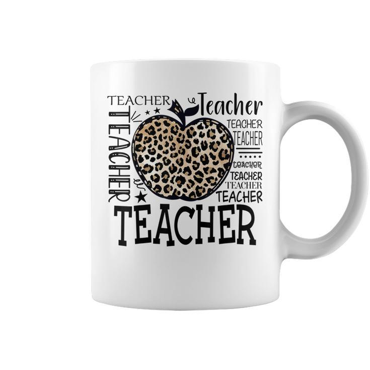 Leopard Apple Teacher Funny Teachers Day  Coffee Mug