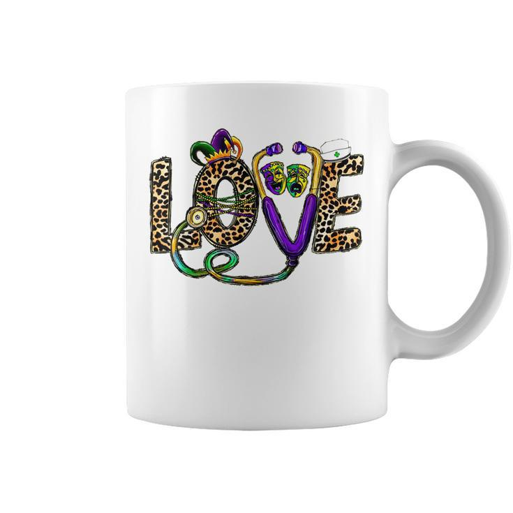 Leopard Love Nurse Life Scrub Nurse Mardi Gras Women Rn Icu  V3 Coffee Mug