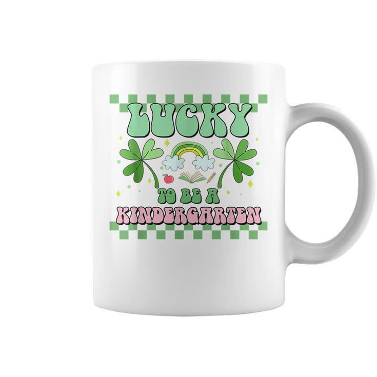 Lucky To Be A Kindergarten Teacher Groovy St Patricks Day  Coffee Mug