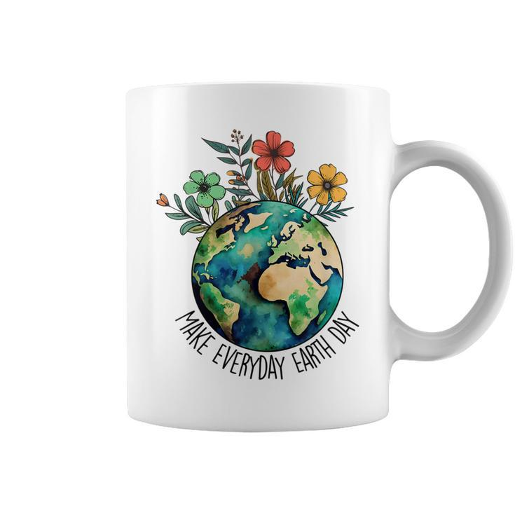 Make Everyday Earth Day Retro Planet Flower Earth Day  Coffee Mug