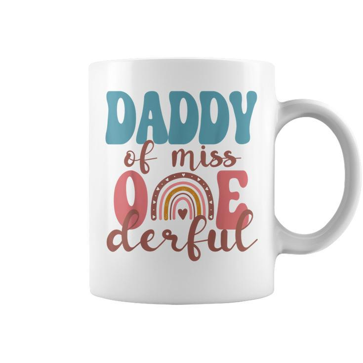 Mens Daddy Of Little Miss Onederful  1St Bday Boho Rainbow  Coffee Mug
