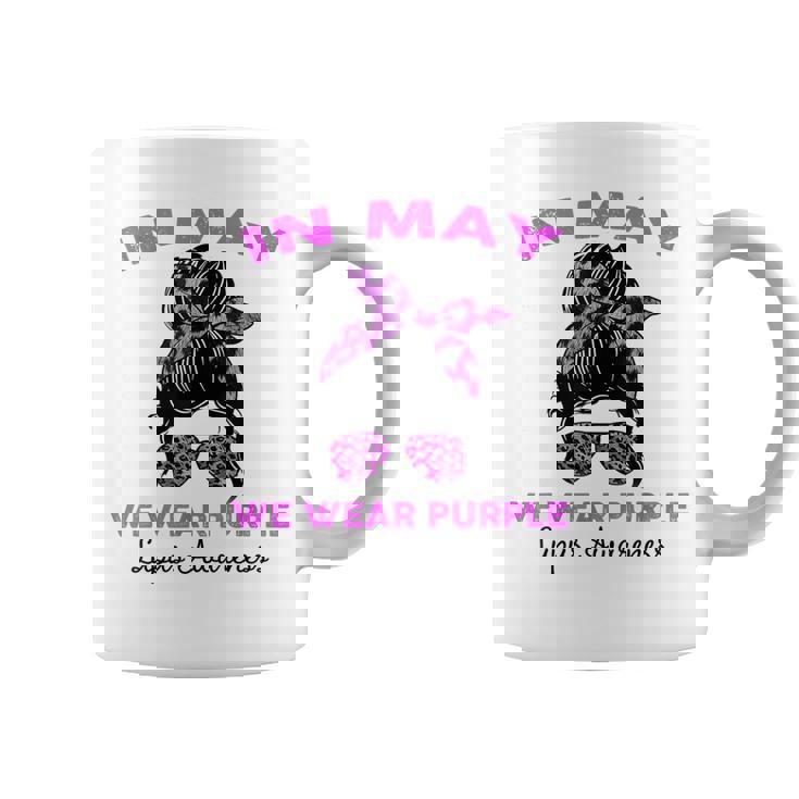 Messy Bun In May We Wear Purple Lupus Awareness Month Coffee Mug