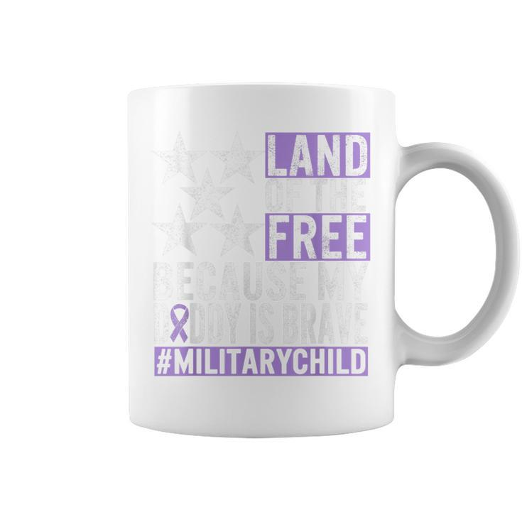 Military Child Month Purple Up Land Of The Free Daddy Brave  Coffee Mug