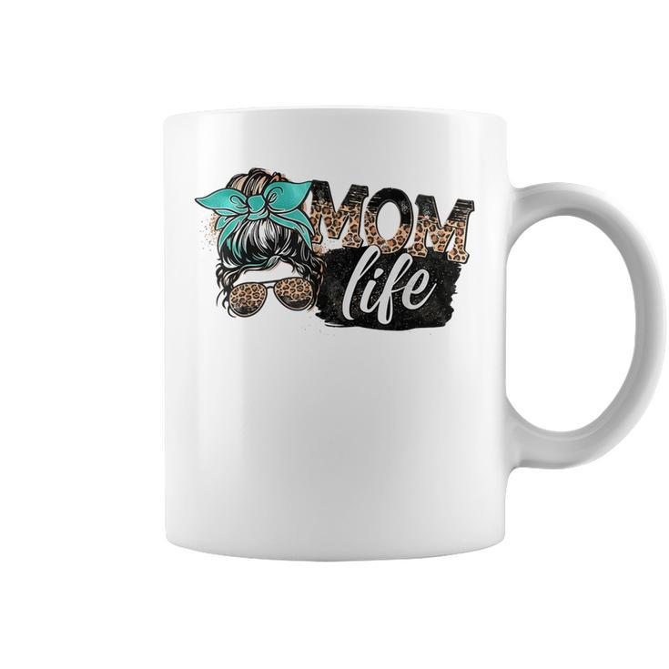 Mom Life Messy Hair Bun Tie Dye Women Mothers Day  Coffee Mug
