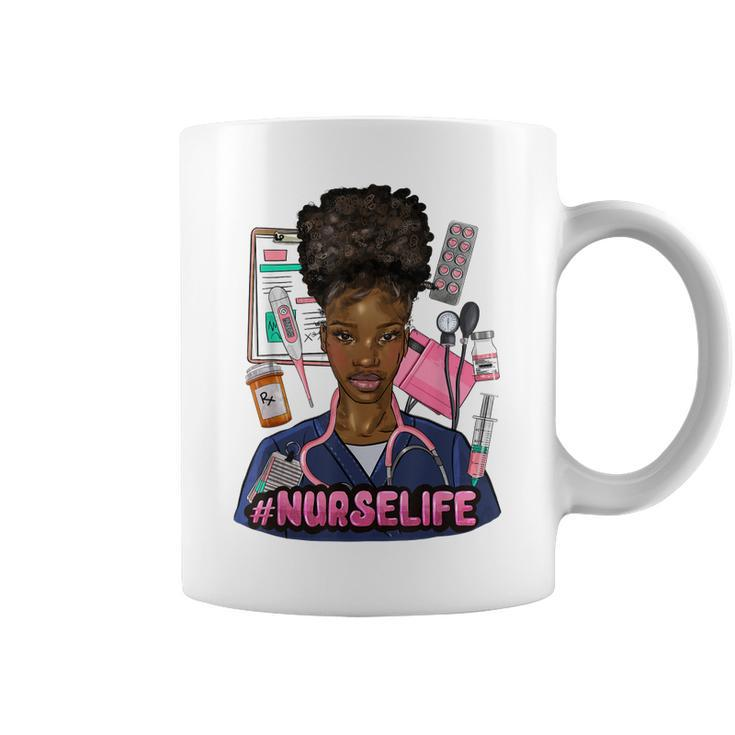 Nurse Life Messy Bun Afro Medical Assistant African American  Coffee Mug