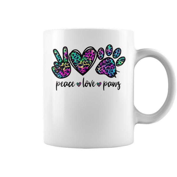 Peace Love Dogs Paws Tie Dye Rainbow Animal Rescue Womens  Coffee Mug