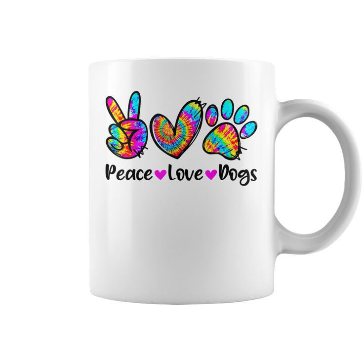 Peace Love Dogs Tie Dye Dog Paw Dog Mom Cute Mothers Day  Coffee Mug
