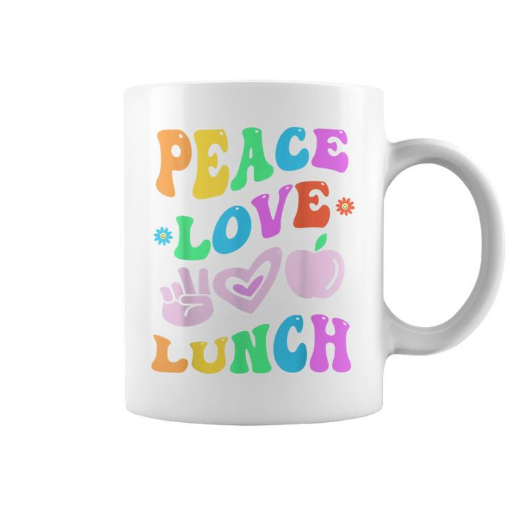 Peace Love Lunch Lady Retro Cafeteria Groovy Back To School  Coffee Mug