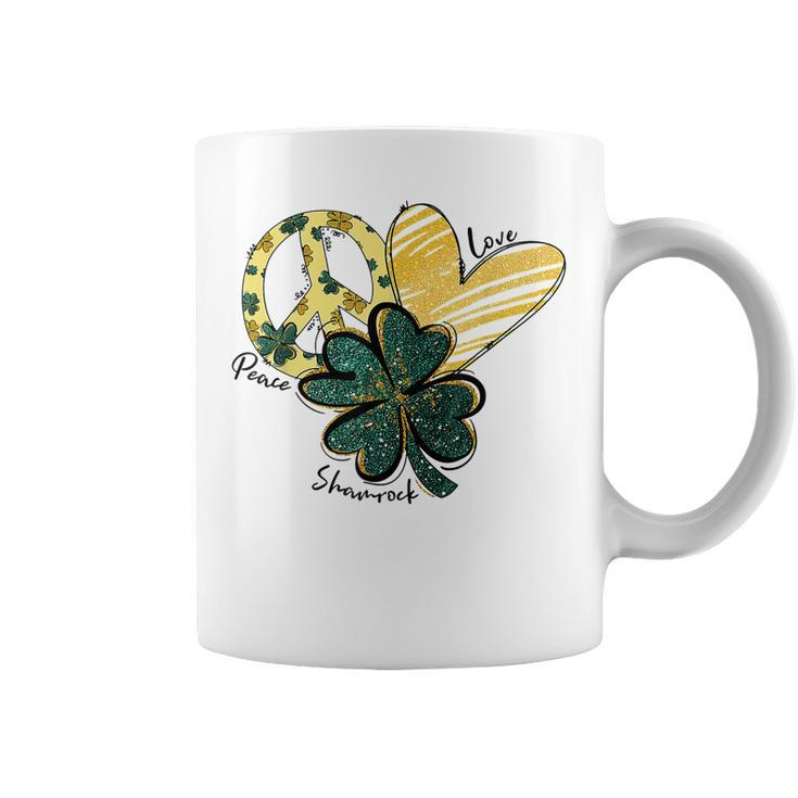Peace Love Shamrock Leopard Irish Shamrocks St Patricks Day  Coffee Mug