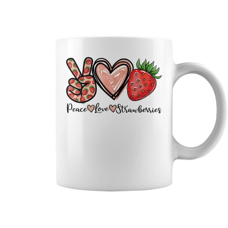 Peace Love Strawberry Farmer Strawberries Lover Berry Fruits  Coffee Mug