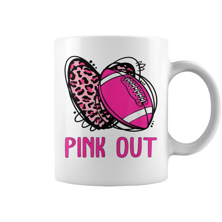 Pink Out Breast Cancer Awareness Bleached Football Mom Girls  Coffee Mug