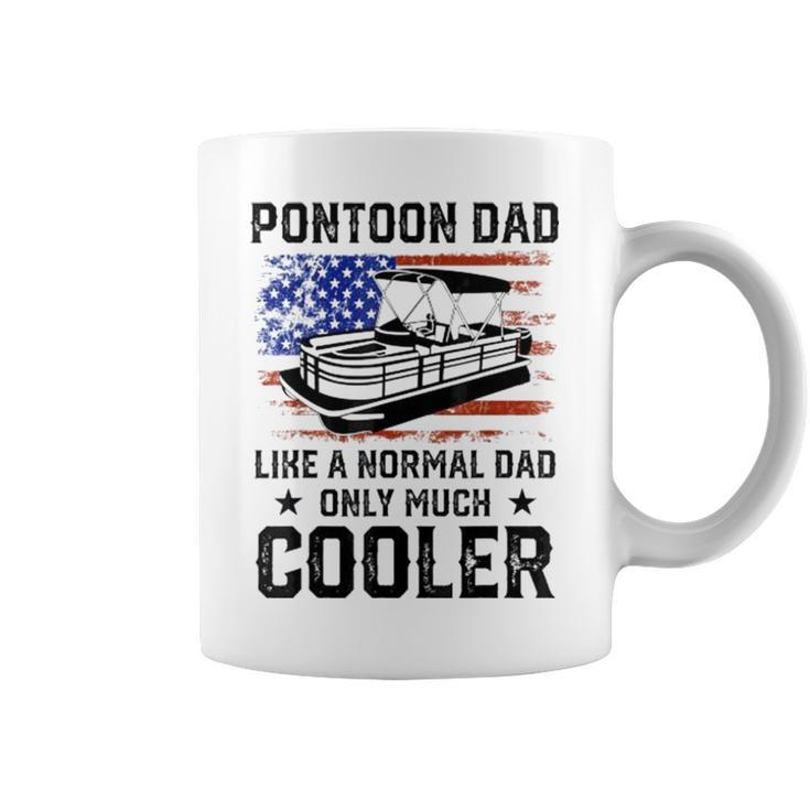 Pontoon Dad Boating American Flag 4Th Of July Fathers Day Coffee Mug