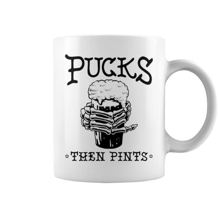 Pucks Then Pints Beer Coffee Mug