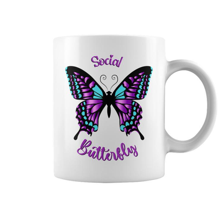 Purple And Blue Social Butterfly  Coffee Mug