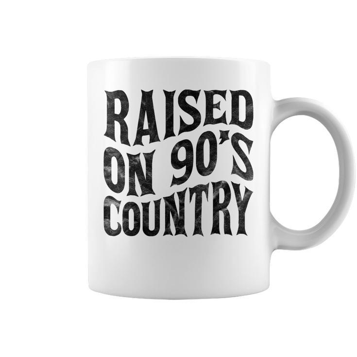 Raised On 90’S Country Music  Vintage Letter Print  Coffee Mug