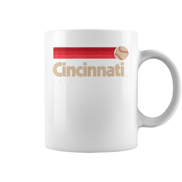 Red Cincinnati Baseball Softball City Ohio Retro Cincinnati  Coffee Mug