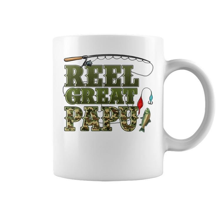 Reel Great Papu Fishing Life Fathers Day Camouflage  Coffee Mug