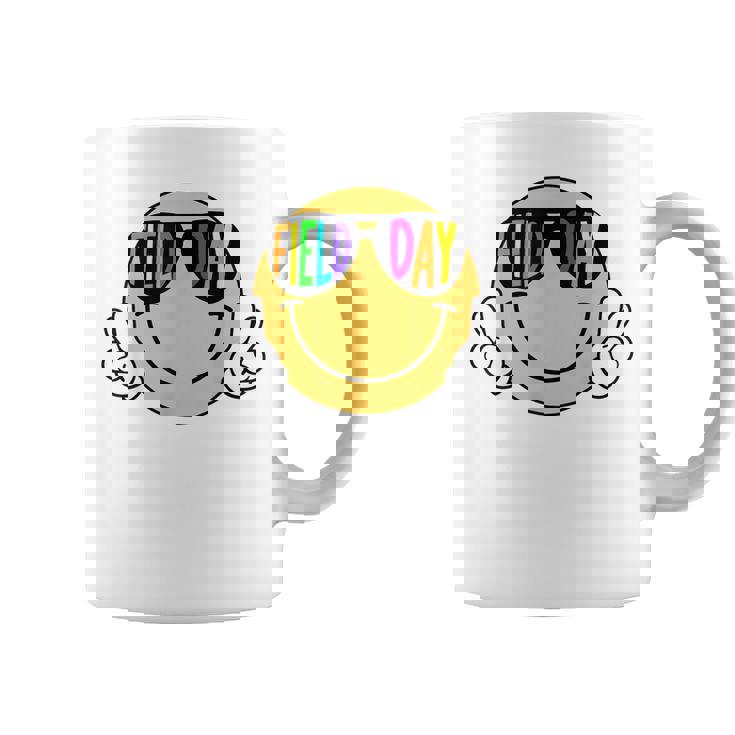 Retro Groovy Field Day Sunglasses Smile Face Teacher Kids Coffee Mug