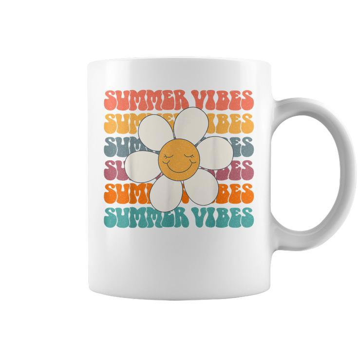 Retro Groovy Summer Vibes Party Daisy Flower Vacation Coffee Mug