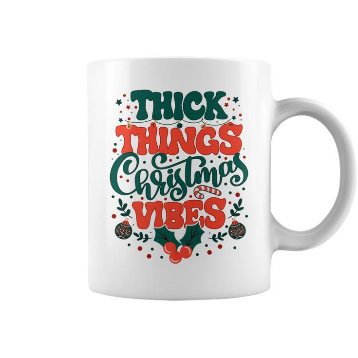 Retro Groovy Thick Things Christmas Vibes Funny Xmas Pajamas   Coffee Mug
