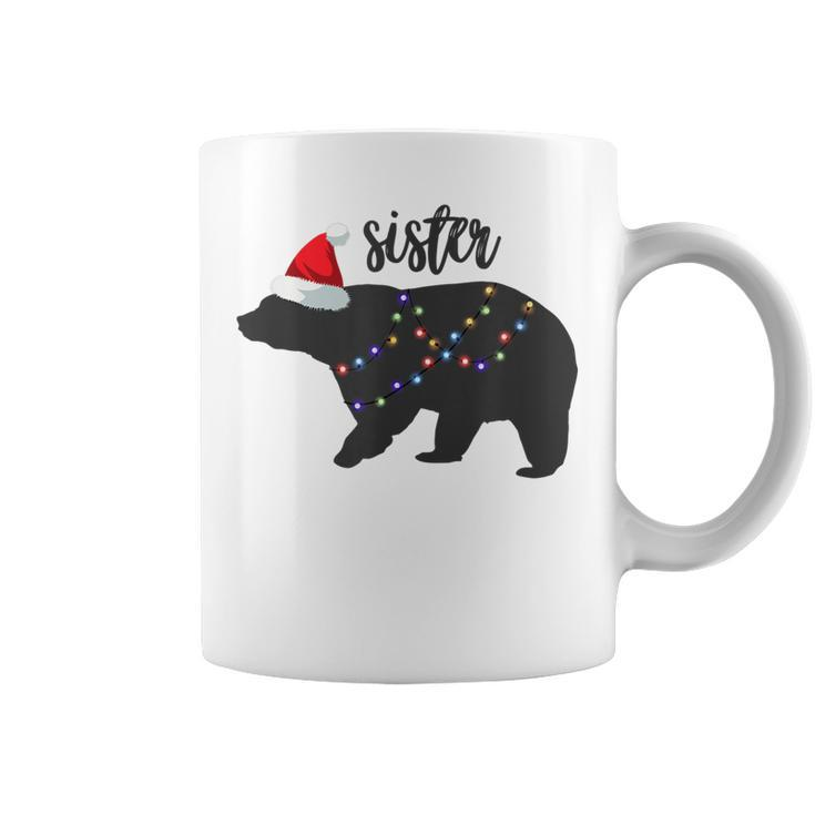 Sister Bear Santa Hat Christmas Pajamas Group Family Lights Coffee Mug