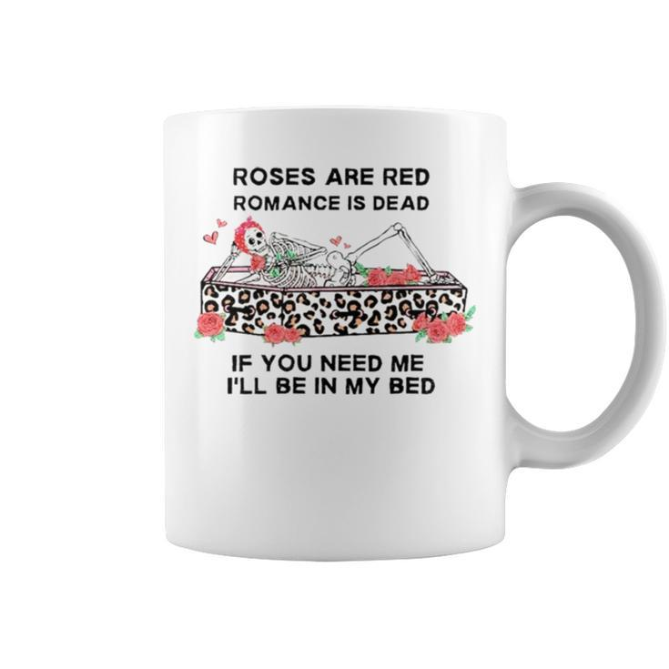 Skull Rose Are Red Romance Is Dead Coffee Mug