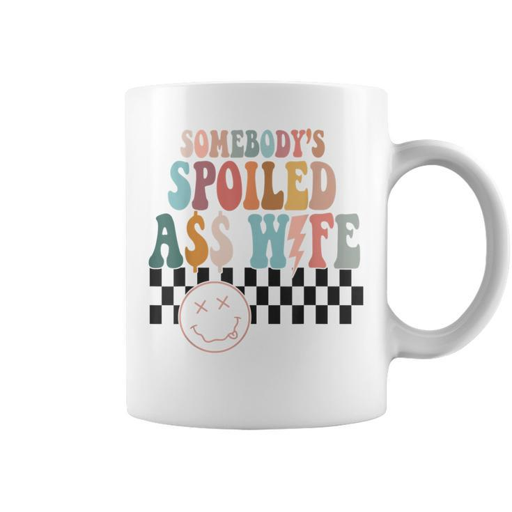Somebodys Spoiled Ass Wife Retro Checkered Mothers Day  Coffee Mug