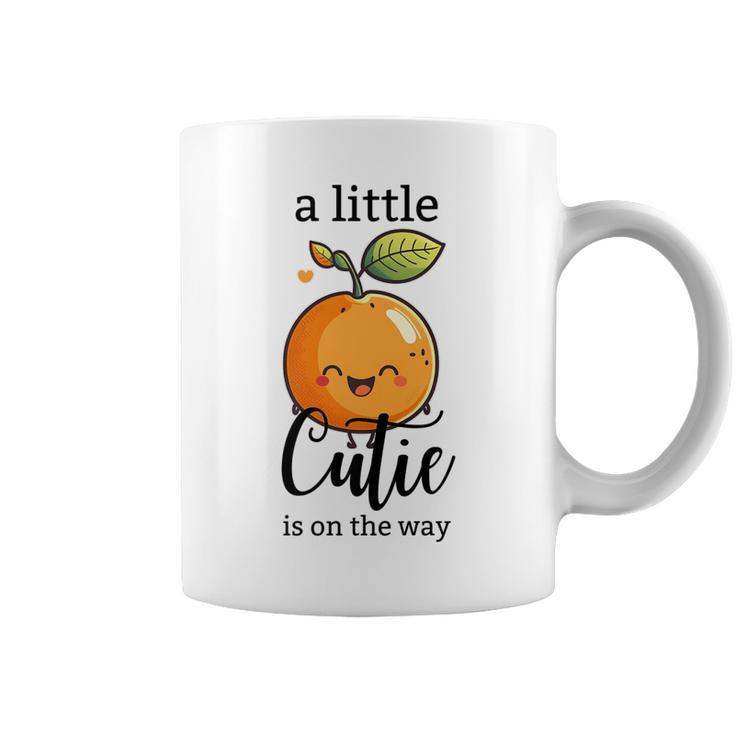 Spring Baby Shower Theme A Little Cutie Is On The Way Orange   Coffee Mug
