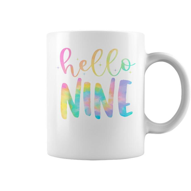 Tie Dye Hello Nine 9 Year Old 9Th Birthday Girl Age 9 Bday  Coffee Mug