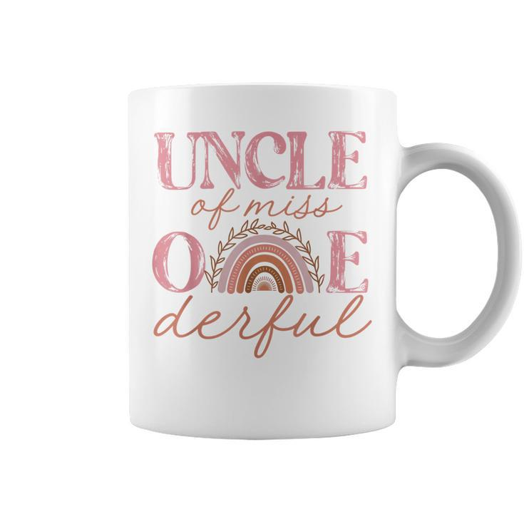 Uncle Of Little Miss Onederful  1St Bday Boho Rainbow Gift For Mens Coffee Mug