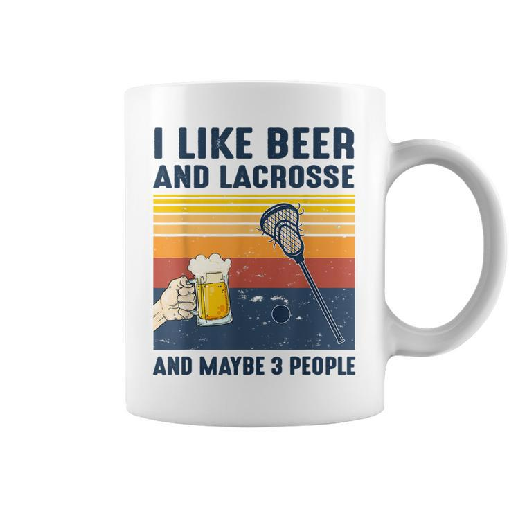 Vintage I Like Beer And Lacrosse Maybe 3 People Coffee Mug