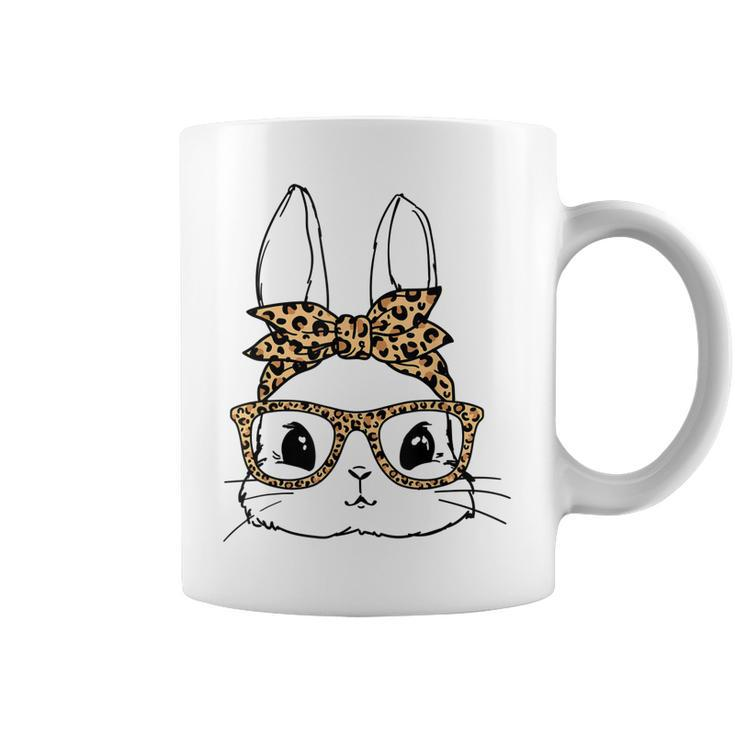 Women Bunny Face Leopard Glasses Headband Happy Easter Day  Coffee Mug