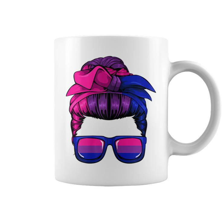 Womens Bisexual Messy Bun Lgbt-Q Cool Subtle Bi Pride Flag Colors Coffee Mug