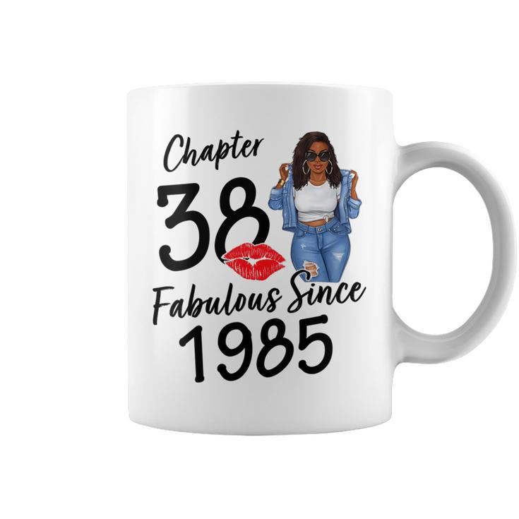 Womens Chapter 38 Fabulous Since 1985 Black Girl Birthday Queen Coffee Mug