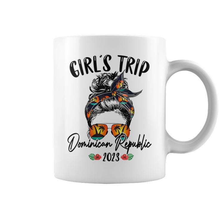 Womens Girls Trip Dominican Republic 2023 Bun Hair Group Besties  Coffee Mug