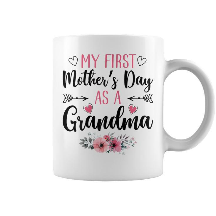 Womens My First Mothers Day As A Grandma Flowers Mothers Day 2023  Coffee Mug